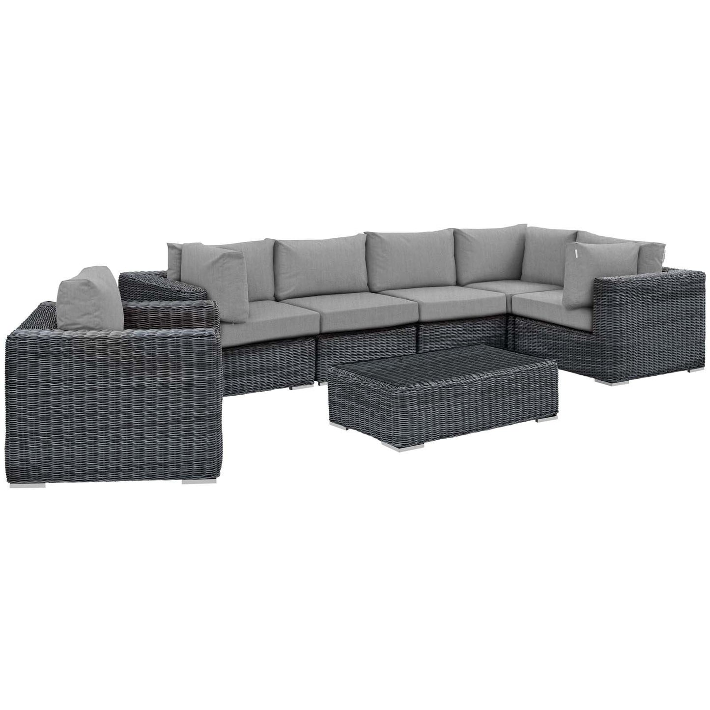 Summon 7 Piece Gray Outdoor Patio Sunbrella® Sectional Set