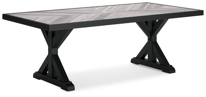 Beachcroft - Rectangular Dining Table With Umbrella Option - Black / Light Gray
