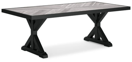 Beachcroft - Rectangular Dining Table With Umbrella Option - Black / Light Gray