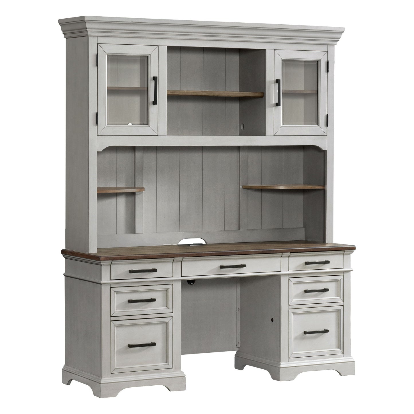 Drake - 66" Credenza - Rustic White / French Oak