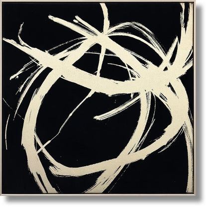 Ivory Swirl Touch - 32" x 32" Framed Wall Art - Black