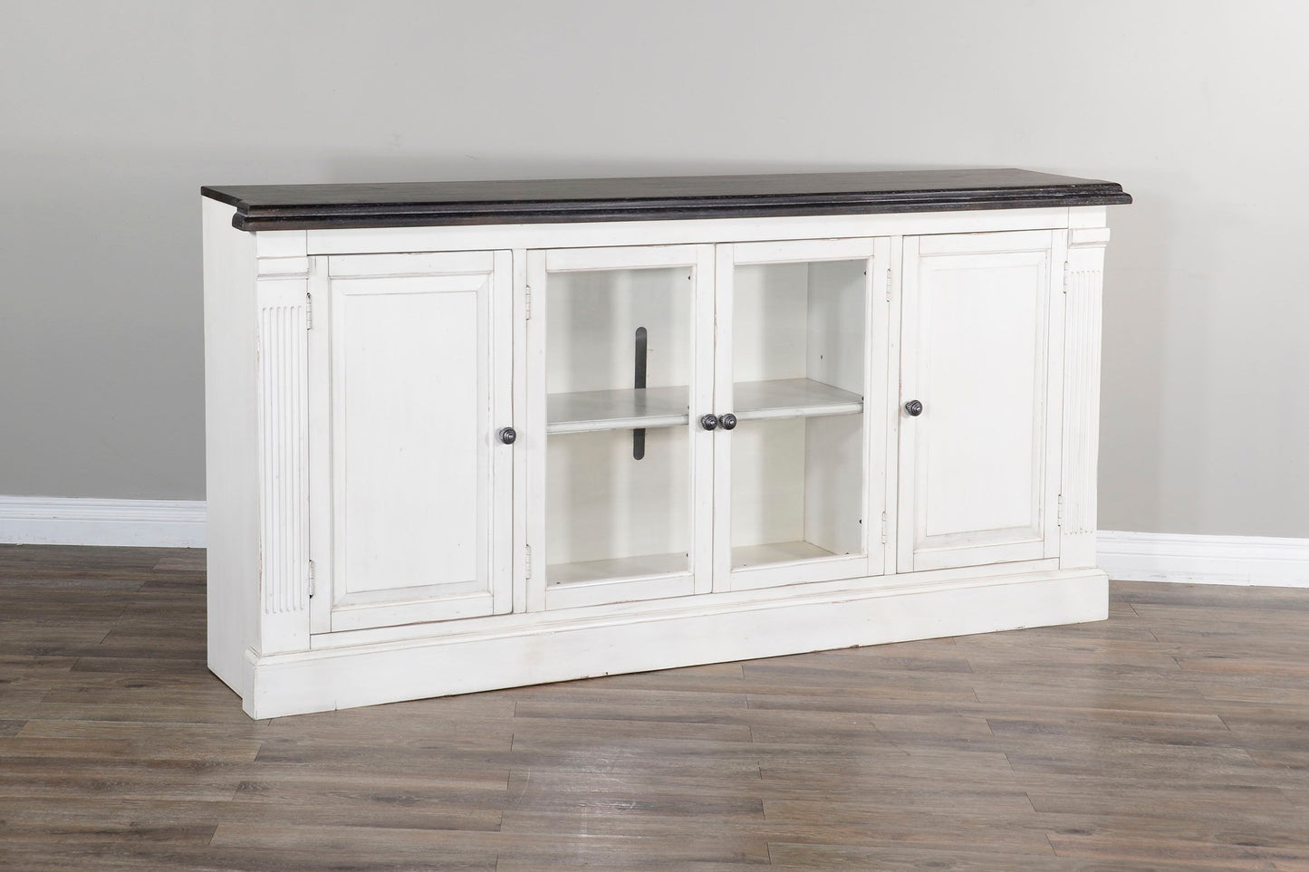 Carriage House - Media Console - White / Dark Brown