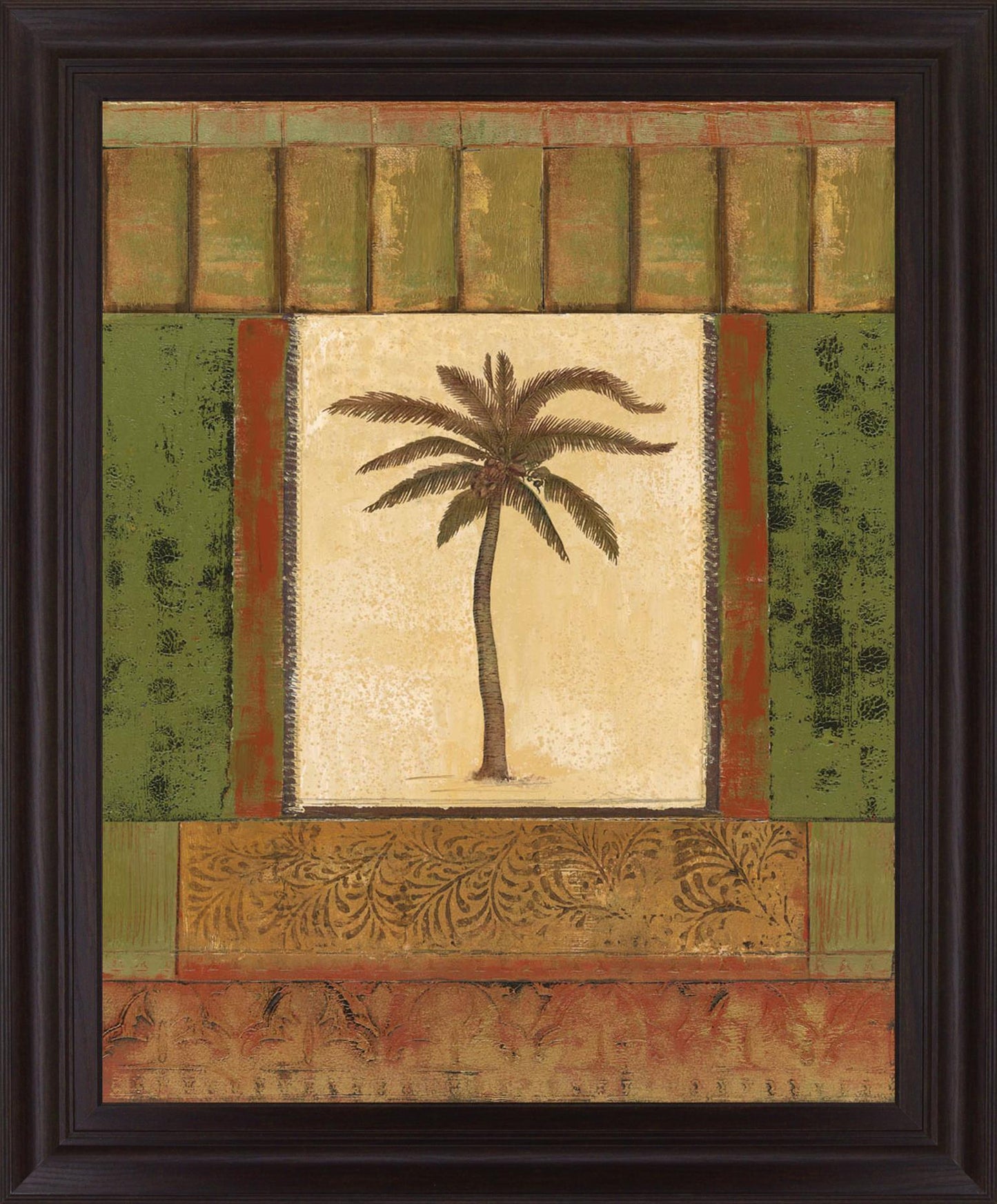 Verdant Palmway - 28" x 34" Framed Wall Art - Light Brown