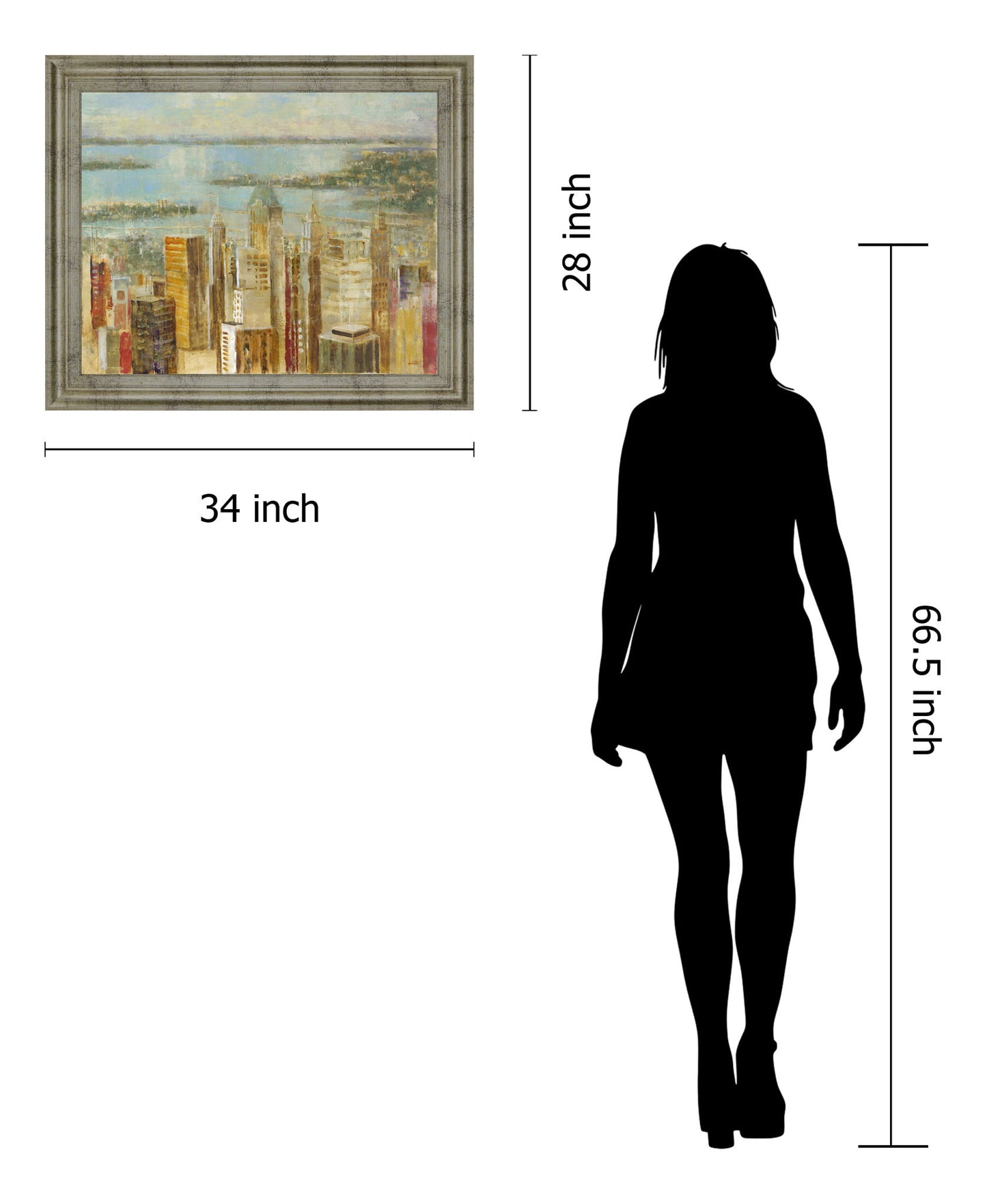 Golden Harbor Skyline - 28" x 34" Framed Wall Art - Beige