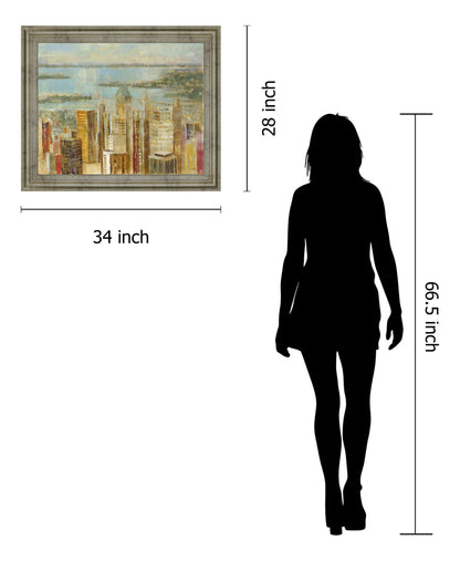 Golden Harbor Skyline - 28" x 34" Framed Wall Art - Beige