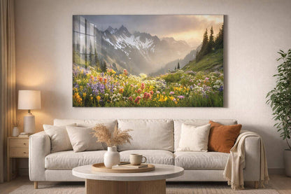 Alpine Wildflower Misty Tempered Glass - Green / Gold