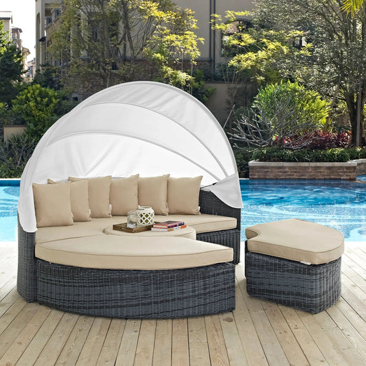Summon Canopy Grey Outdoor Patio Beige Sunbrella® Daybed