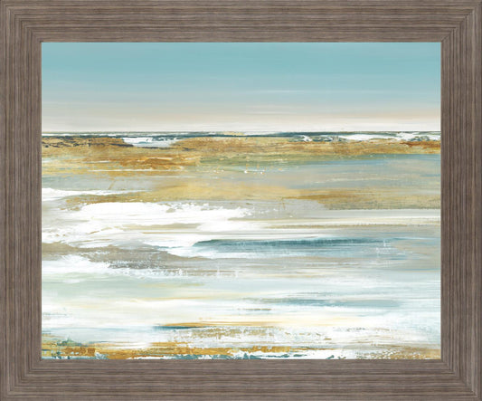 Golden Dusk - 28" x 34" Framed Wall Art - Light Blue