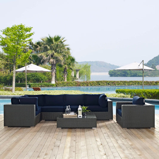 Sojourn 7 Piece Outdoor Patio Sunbrella® Sectional Set