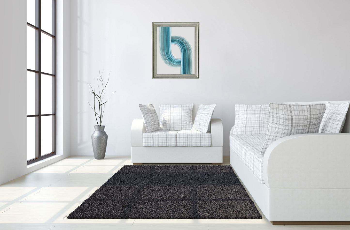 Aqua Ribbon - 28" x 34" Framed Wall Art - Light Blue
