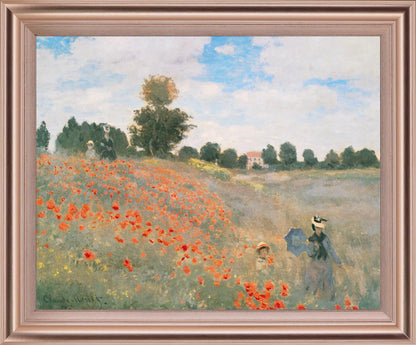 Poppy Field Stroll - 28" x 34" Framed Wall Art - Green