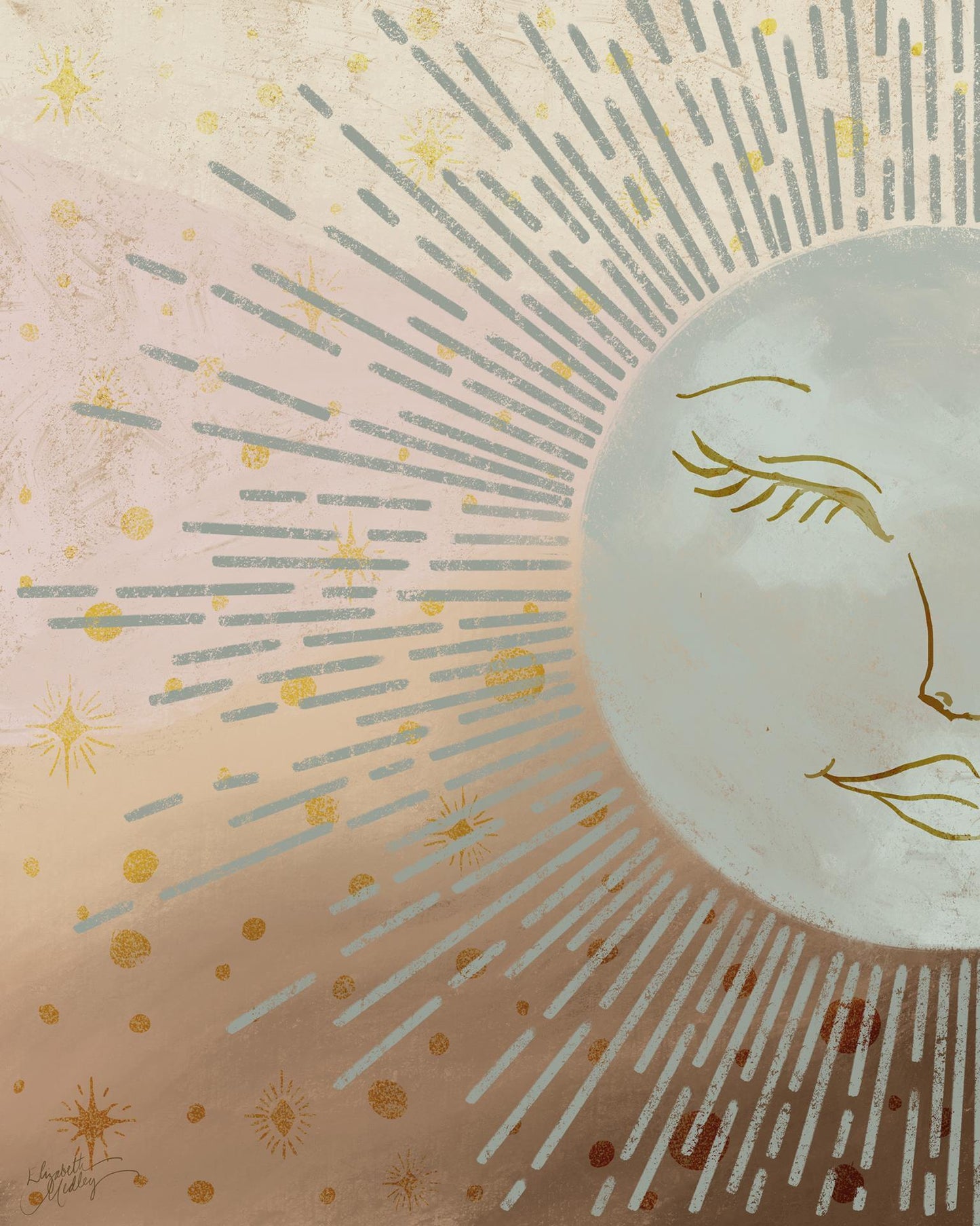 Celestial Blue Sun By Elizabeth Medley - Light Brown