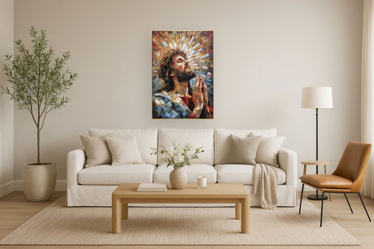 Radiant Prayer Reverence - 28" x 40" Framed Wall Art - Dark Brown