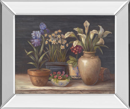 Pottery Blooms - 22" x 26" Framed Wall Art - Light Brown