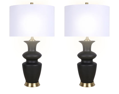 "Elegance Radiance" Ceramic Table Lamp (Set of 2) - Black / Soft Gold