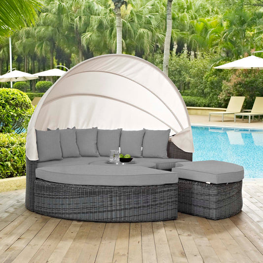 Summon Canopy Outdoor Patio Gray Sunbrella® Daybed