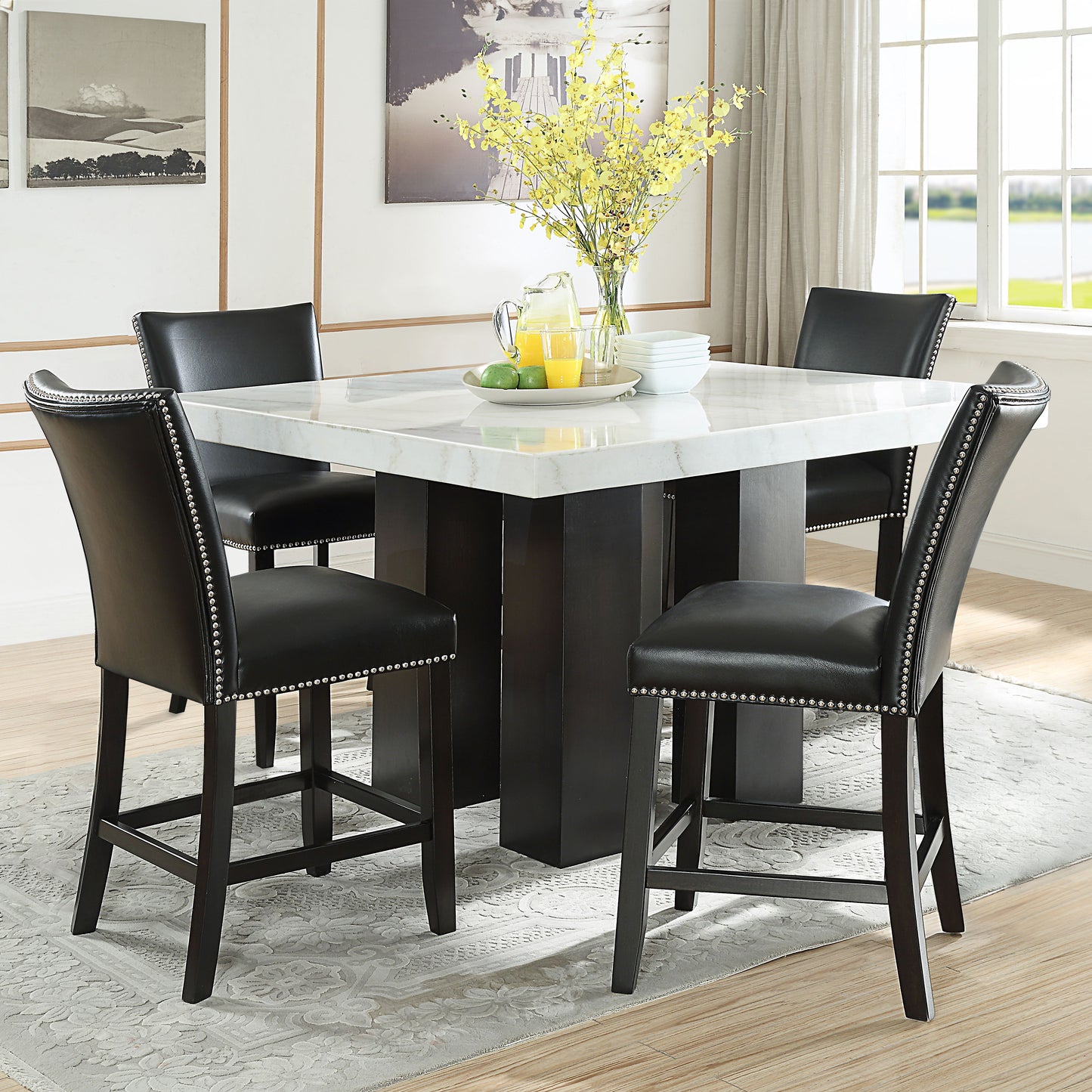 Camila - Square Counter Dining Set - White Top