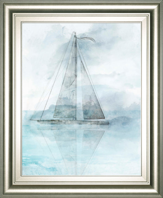 Sailing Boat II By Ken Roko - Framed Print Wall Art - Pearl Silver