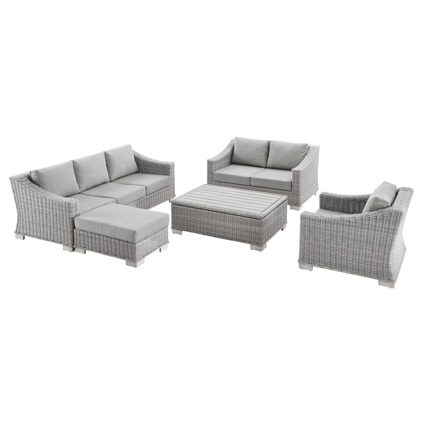 Conway 5-Piece Gray Outdoor Patio Wicker Rattan Furniture Set