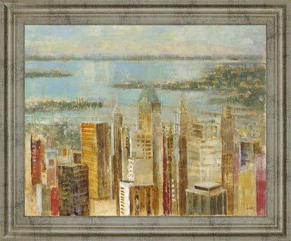 Golden Harbor Skyline - 28" x 34" Framed Wall Art - Beige