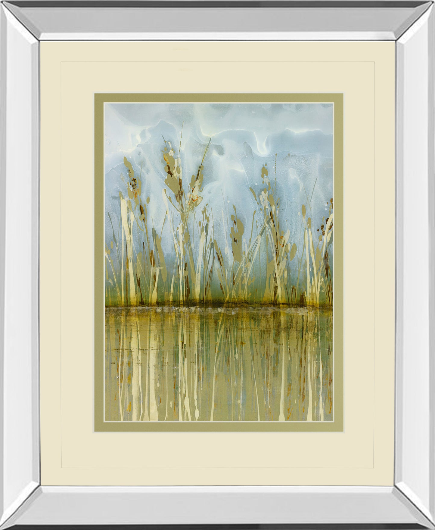 Allure By Hollack - Mirror Framed Print Wall Art - Blue