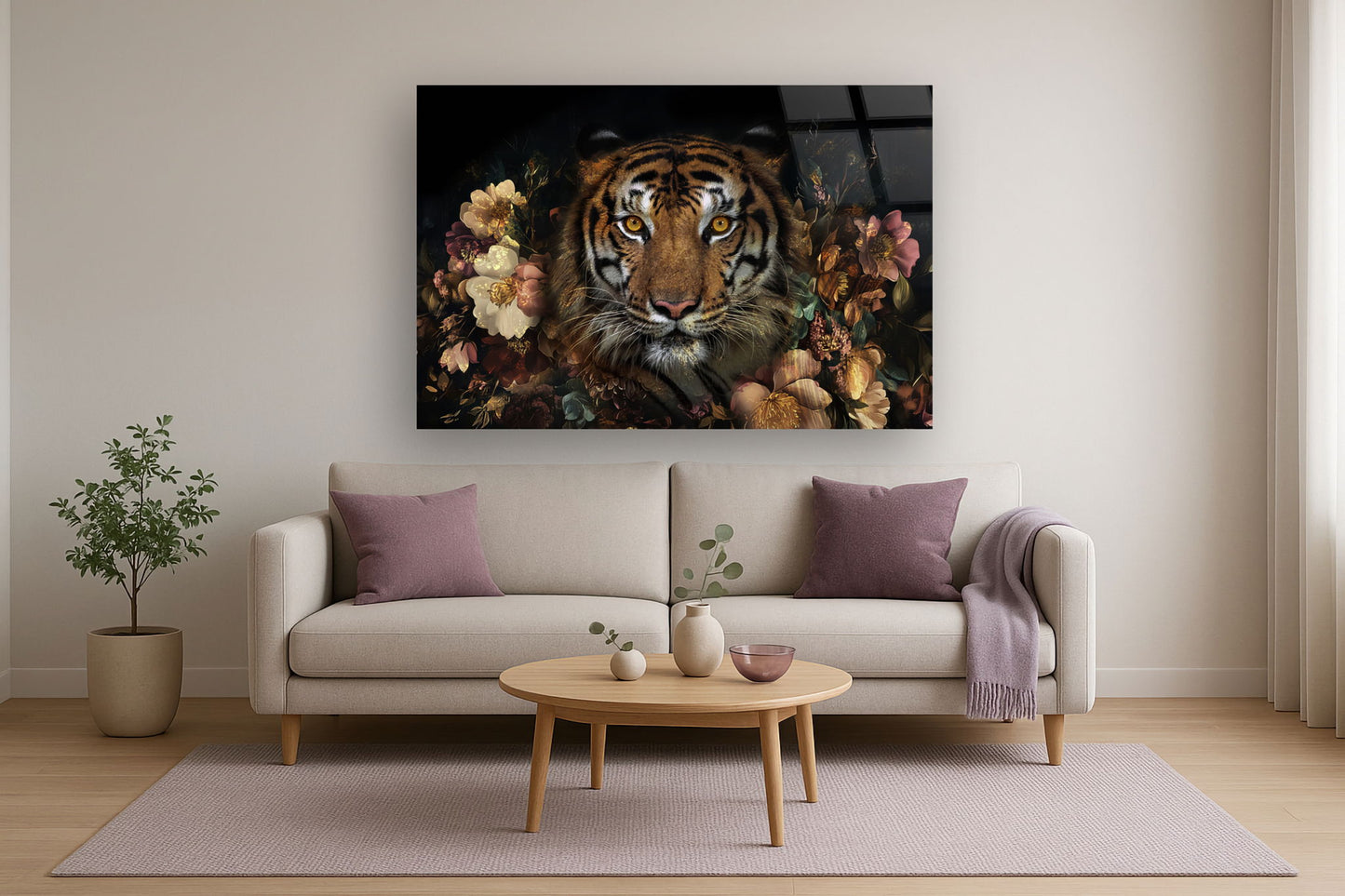 Floral Gaze - 40" x 60" Framed Wall Art - Brown - Light Brown