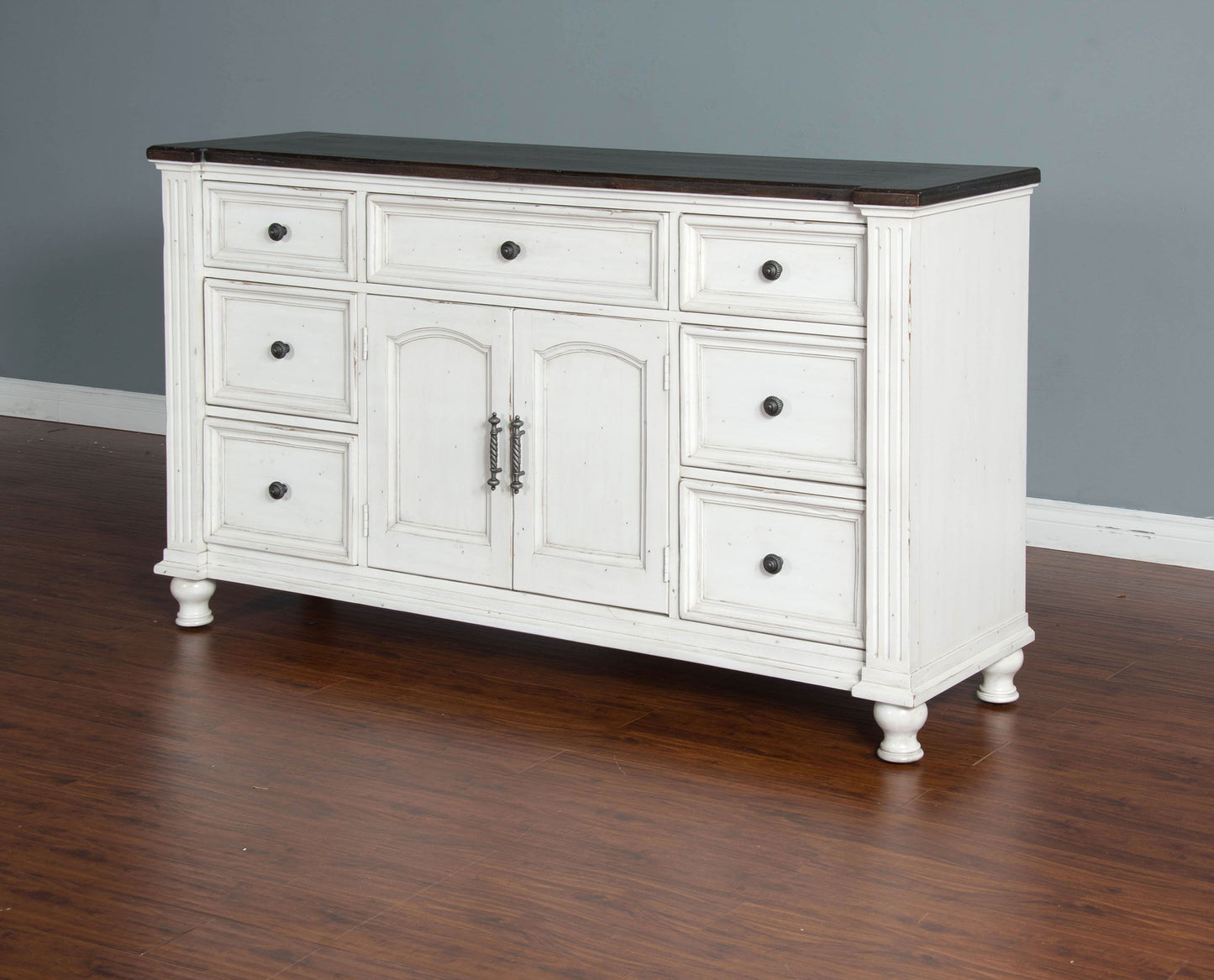 Carriage House - Dresser - White / Dark Brown