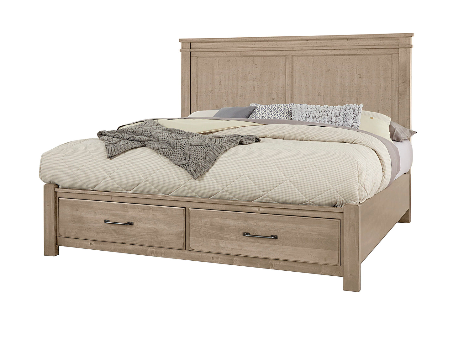 Cool Rustic - King Mansion Bed wih Storage Footboard - Clear Maple