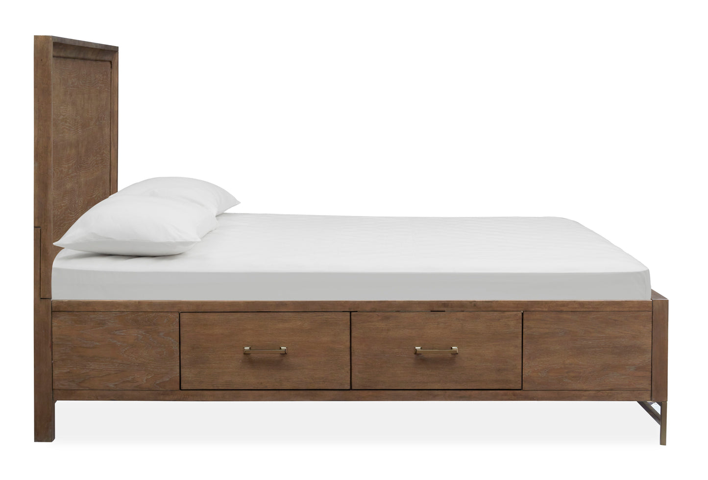 Lindon - Complete Panel Bed With Storage Rails - Belgian Wheat