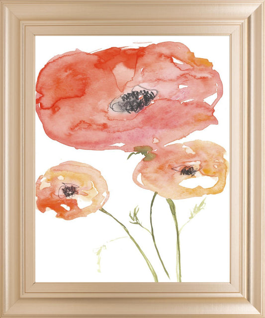 22x26 Neon Poppies II By Jennifer Goldberger - Red