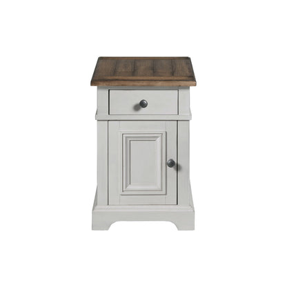 Drake - Chairside Table - Rustic White / French Oak