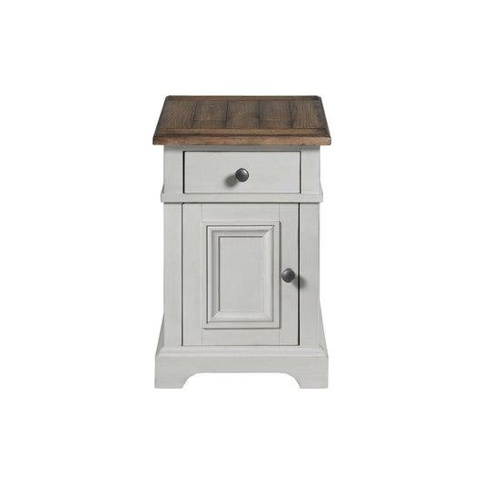 Drake - Chairside Table - Rustic White / French Oak