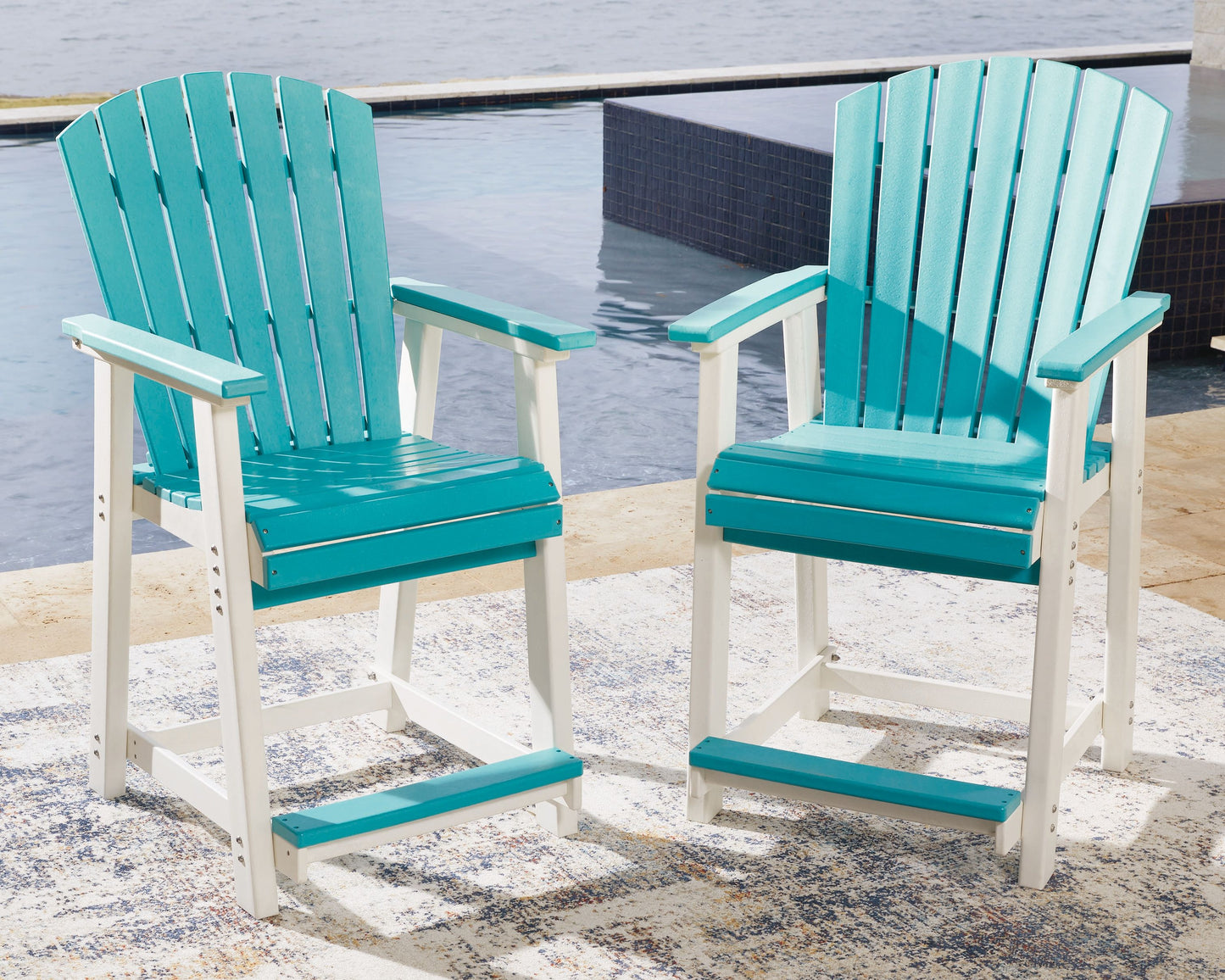 Eisely - Turquoise / White - Barstool (Set of 2)