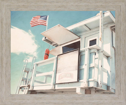 Seaside Watchtower - 28" x 34" Framed Wall Art - Light Blue