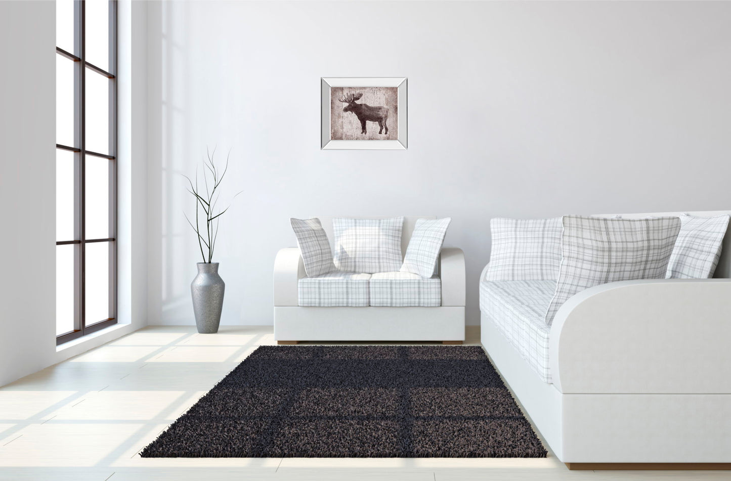 Wildness Iv-timber By Sandra Jacobs - Mirror Framed Elk Print Wall Art - Dark Brown
