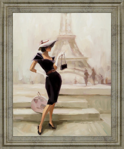 Chic Stroll - 28" x 34" Framed Wall Art - Beige