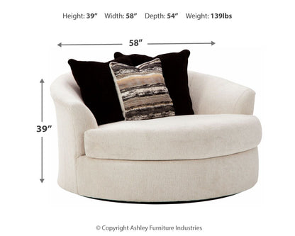 Cambri - Snow - Oversized Round Swivel Chair