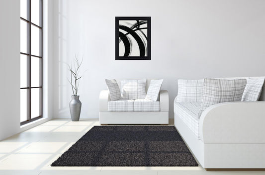 Ebony Arc - 28" x 34" Framed Wall Art - Dark Gray