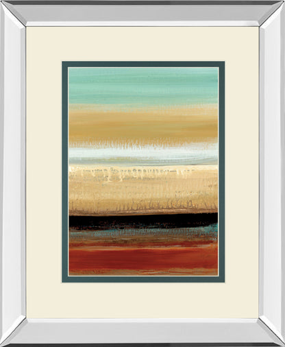 Horizon Lines I By Tesla Mirrored Frame - Light Brown