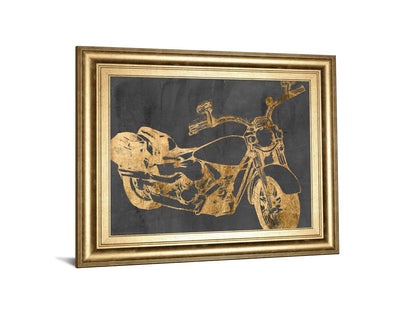 Motorcycle Bling I By Jennifer Goldberger - Framed Print Wall Art - Gold