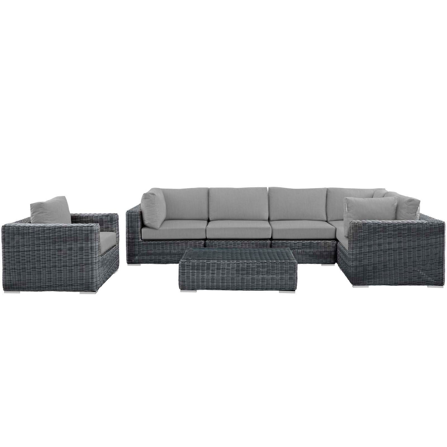 Summon 7 Piece Gray Outdoor Patio Sunbrella® Sectional Set