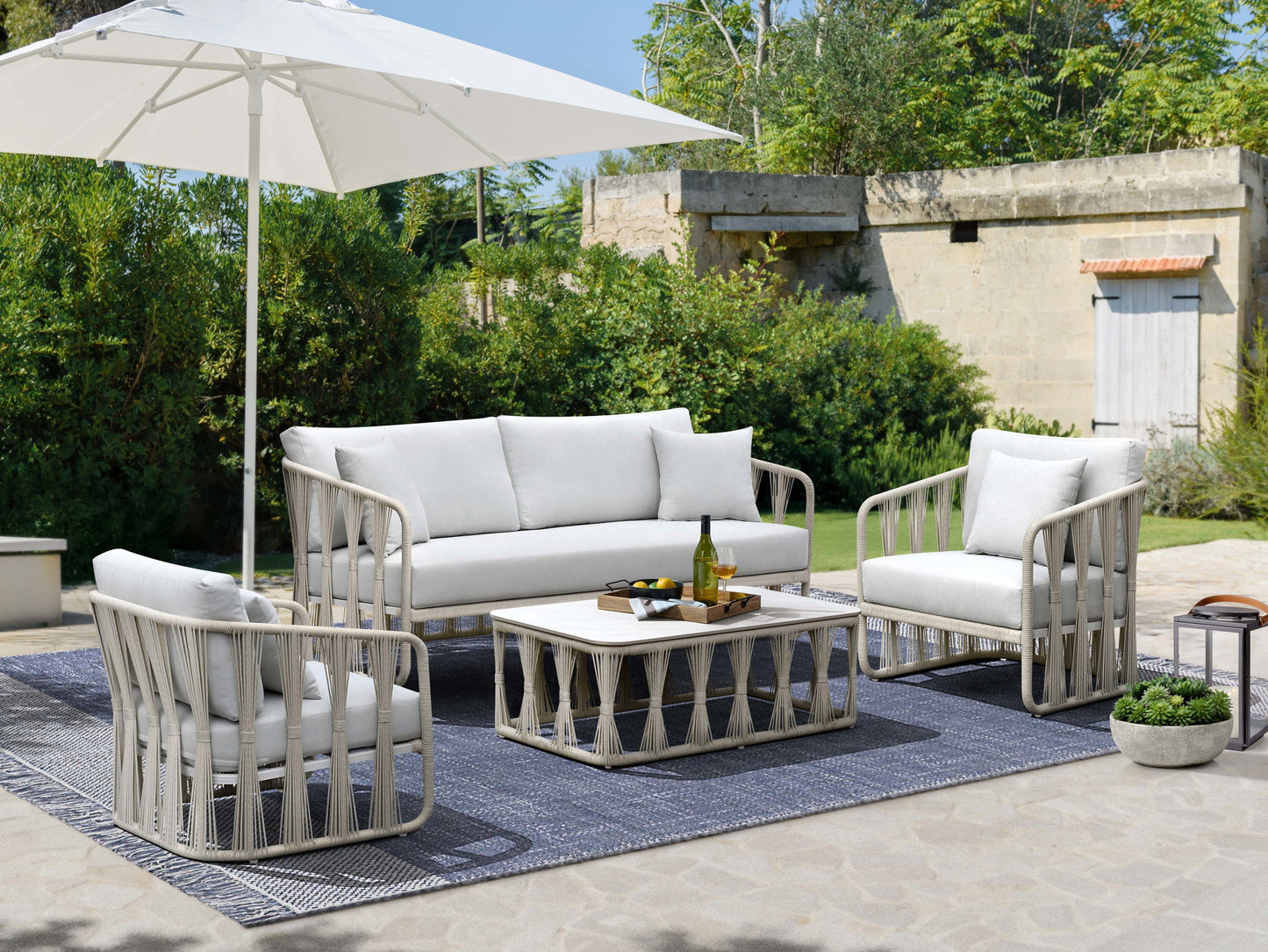 Alexa - Outdoor Seating Table With Stone Top