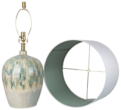 Shoreline Reverie - 28 X 18 - Ceramic Table Lamp - Sea Glass Glaze