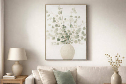 Soft Grove I Hand-Embellished Canvas In Frame - Sage / Ivory