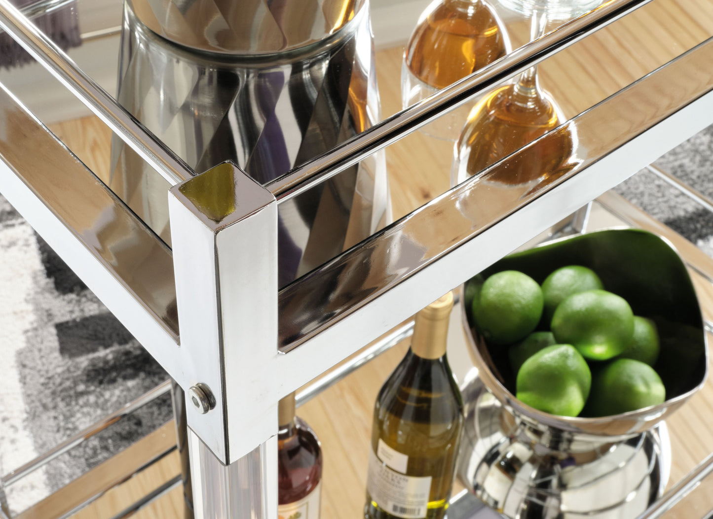 Chaseton - Clear / Silver Finish - Bar Cart