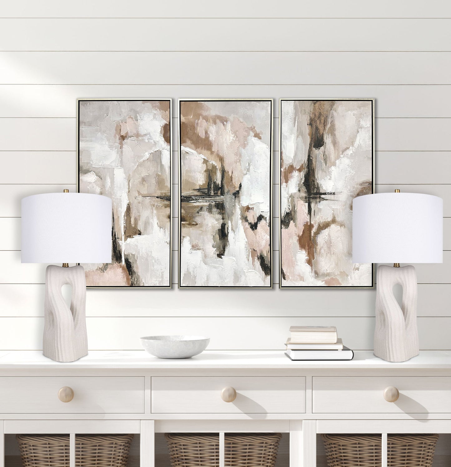 "Eclipse Harmony" Ceramic Table Lamp (Set of 2) - White Rock