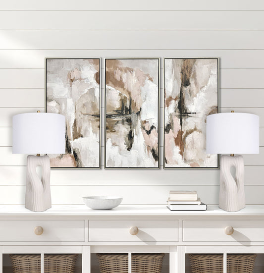 "Eclipse Harmony" Ceramic Table Lamp (Set of 2) - White Rock