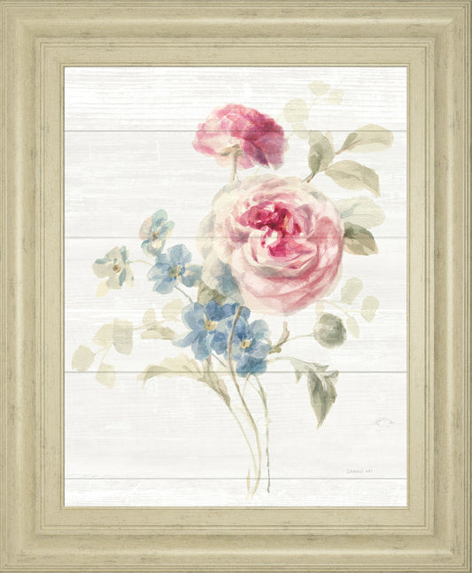 Cottage Garden II Shiplap By Danhui Nai - Framed Print Wall Art - White