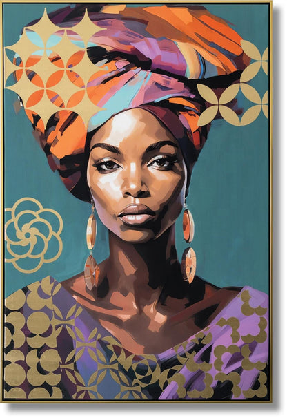 Golden Essence - 48" x 33" Framed Wall Art - Light Blue