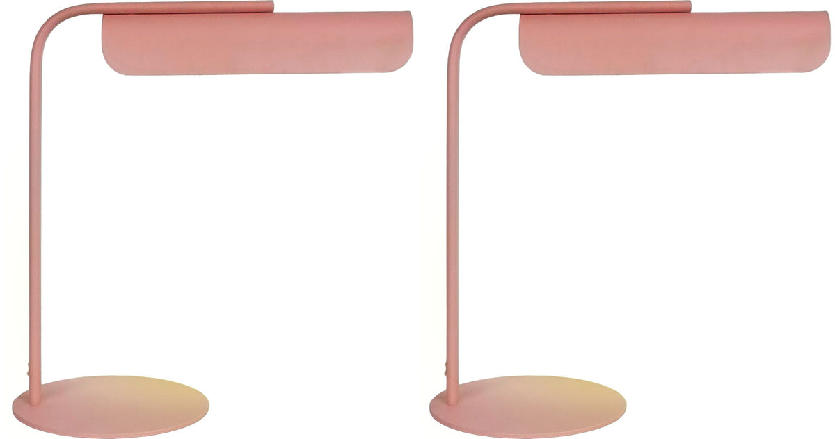 Poet'S Curve I - 14 X 14 - Metal Accent Lamp (Set of 2) - Matte Blush Pink